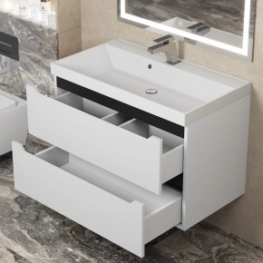 Тумба под раковину Uperwood Tanos 80 см, подвесная, белая/графит в Сысерти - sysert.mebel24.online | фото 9