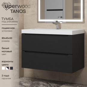 Тумба под раковину Uperwood Tanos 80 см, подвесная, черная матовая в Сысерти - sysert.mebel24.online | фото 3