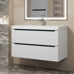 Тумба под раковину Uperwood Tanos 90 см, подвесная, белая/графит в Сысерти - sysert.mebel24.online | фото