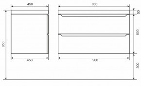 Тумба под раковину Uperwood Tanos 90 см, подвесная, белая/графит в Сысерти - sysert.mebel24.online | фото 6