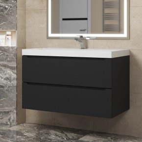 Тумба под раковину Uperwood Tanos 90 см, подвесная, черная матовая в Сысерти - sysert.mebel24.online | фото