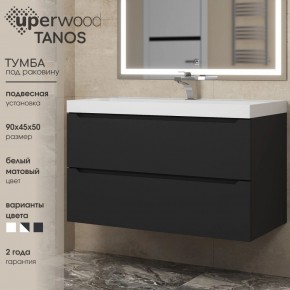 Тумба под раковину Uperwood Tanos 90 см, подвесная, черная матовая в Сысерти - sysert.mebel24.online | фото 3
